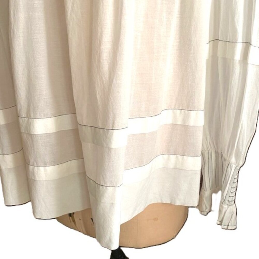 Anthropologie Long-Sleeve Airy frilly Babydoll Peasant Pirate Tunic Blouse top - Picture 5 of 16
